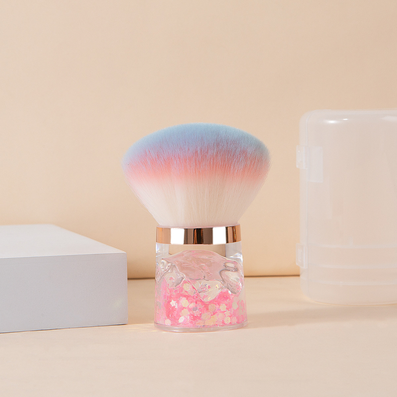 Πινέλο Πούδρας με Κεφαλή Μανιτάρι, Τρίχες από Νάιλον/Συνθετικές Ίνες, Πλαστική Λαβή, Φορητή Συσκευασία σε Κουτί, Lan Linshi, Προέλευση Yiwu