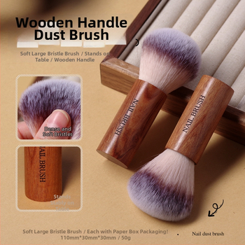 Četkica za prašinu za nokte, kratka drška od drveta, mekane pahuljaste dlačice