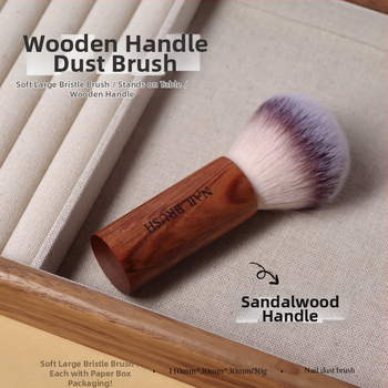 Četkica za prašinu za nokte, kratka drška od drveta, mekane pahuljaste dlačice