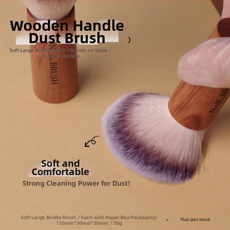 Četkica za prašinu za nokte, kratka drška od drveta, mekane pahuljaste dlačice