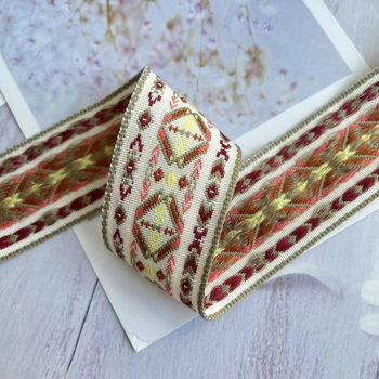 Etnička žakard traka za odjeću - geometrijski četverokutni uzorak AH-3199