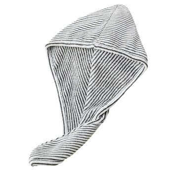 Kapa za sušenje kose s prugastim bambusovim ugljikovim vlaknima, koralni baršun, upijajući mekani ručnik za glavu, Jacquard 150D koralni flekse, 80-99 g