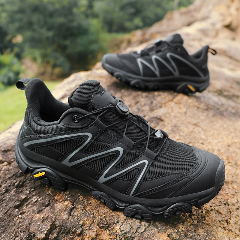 Unisex planinarske cipele s prozračnim gornjim dijelom od mreže i super vlakna, prednje vezanje, protuklizna TPR podloga, pogodne za planinarenje i kampiranje