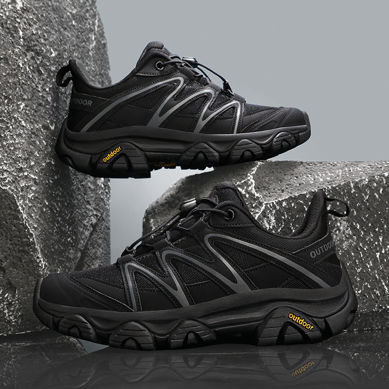 Unisex planinarske cipele s prozračnim gornjim dijelom od mreže i super vlakna, prednje vezanje, protuklizna TPR podloga, pogodne za planinarenje i kampiranje