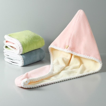 Căpăcel de uscare a părului din coral fleece, dublu strat, superabsorbant, uscare rapidă, 120–139 g, 150D