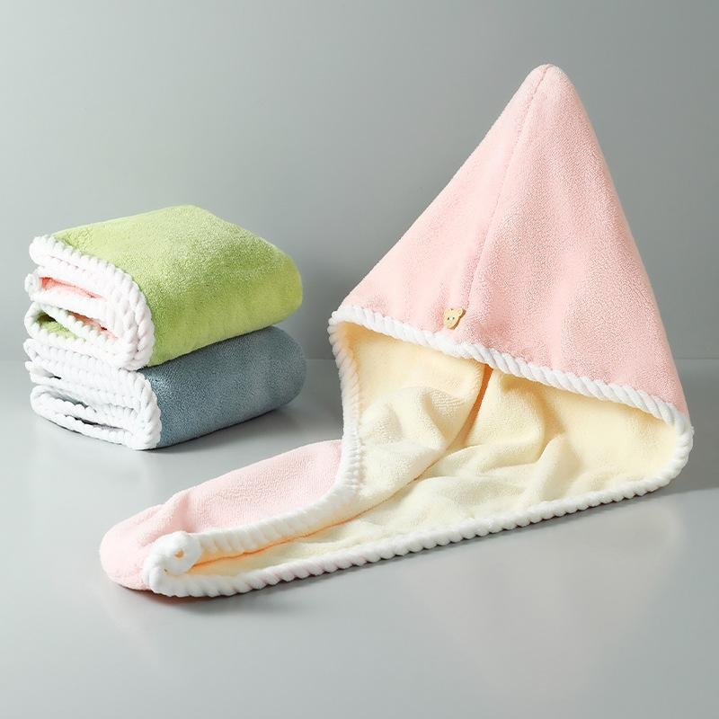 Căpăcel de uscare a părului din coral fleece, dublu strat, superabsorbant, uscare rapidă, 120–139 g, 150D