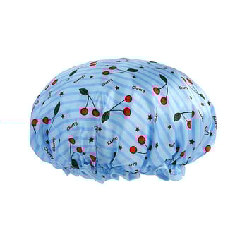 Dvostruka tuš kapa s tiskom trešnje za žene, vodootporna za kupaonicu, modernog stila (Materijal: satin PEVA; Primjenjiva skupina: odrasli; Stil: moderan; Otisnuti logo: Da; Prilagodljivost: Da)