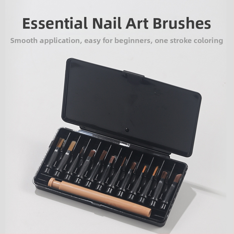 Sada štetcov na manikúru s vymeniteľnými hrotmi pre línie, farebné kresby a gravírovanie | prenášateľná plastová rukoväť