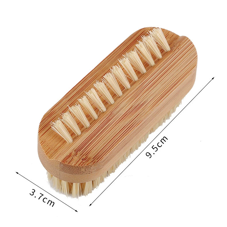 Dvostruka četka za nokte od bambusa s mekanim dlačicama za čišćenje noktiju i praznina između njih | Materijali: bambus Nanzhu + PP silk