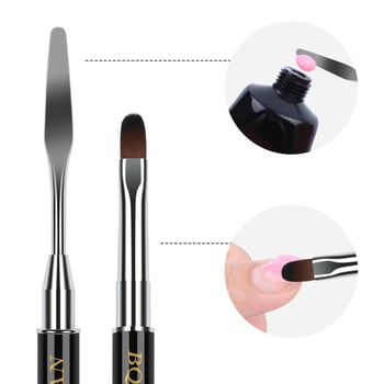 BQAN/Bai Qian stilou fototerapie pentru unghii, cap dublu, mâner metalic lung, 1 set pensule, etichetă privată licențiată