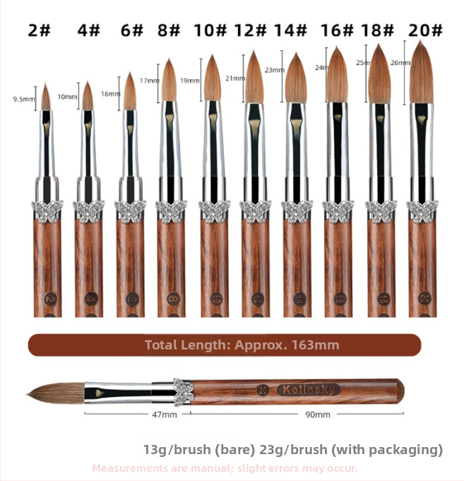 Gravírované pero na manikúru s drevenou rúčkou, dlhý dosah, 10-dielny set štetcov na nechty