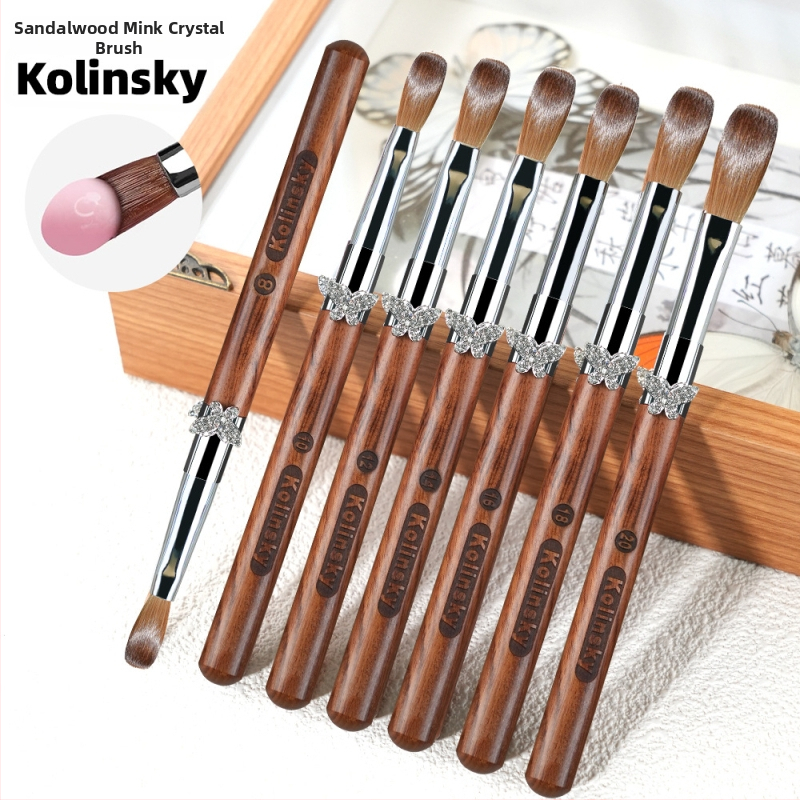 Gravírované pero na manikúru s drevenou rúčkou, dlhý dosah, 10-dielny set štetcov na nechty