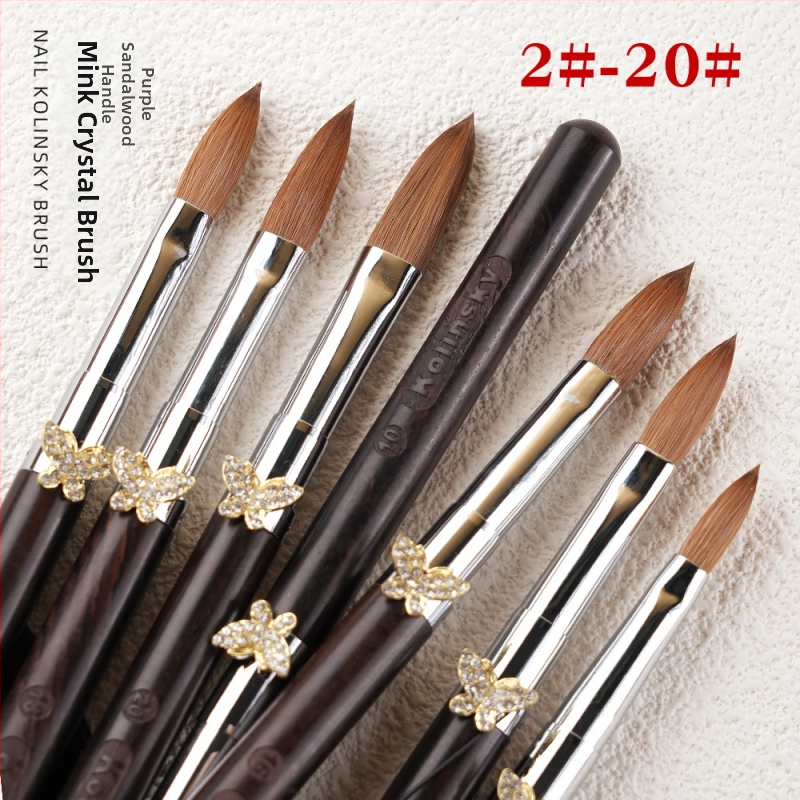 Gravírované pero na manikúru s drevenou rúčkou, dlhý dosah, 10-dielny set štetcov na nechty