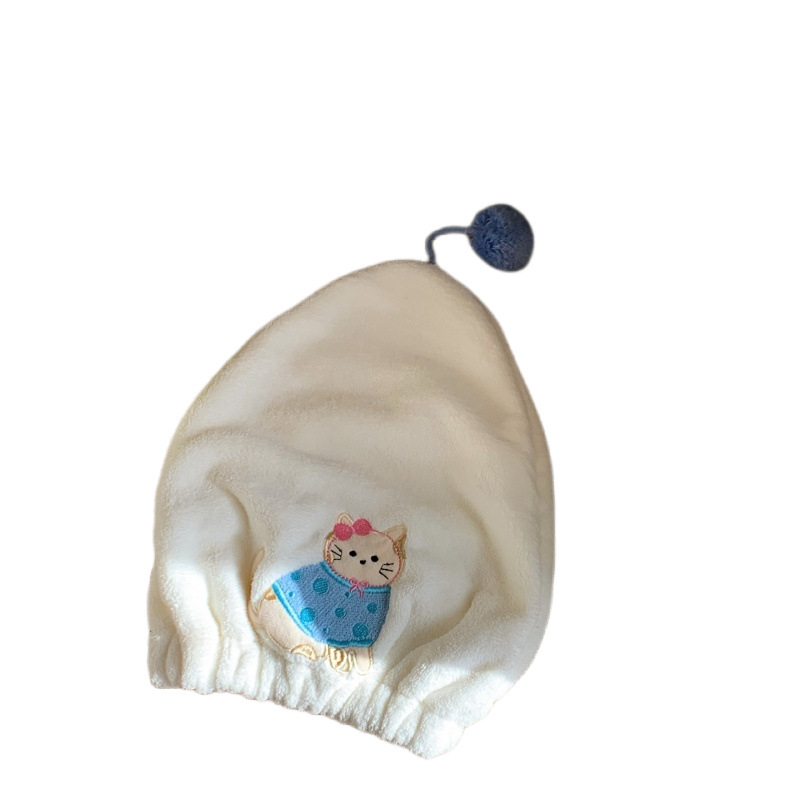 Καπέλο Στεγνώματος Μαλλιών με Αυτιά Γάτας, Coral Fleece, 60 Νήματα, Ράψιμο Περιγράμματος, Γρήγορο Στέγνωμα, 80–99 g