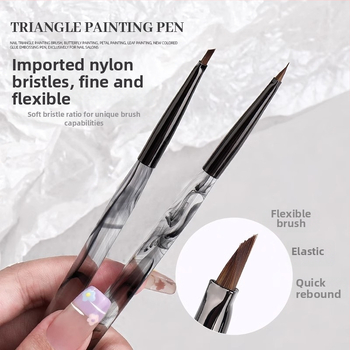Nehtové art pero s trojuholníkovou špičkou, akrylová rukoväť, 1 sada štetcov, OEM Han Ying