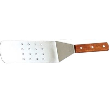 Spatulă Teppanyaki din oțel inoxidabil cu mâner din lemn — oțel inoxidabil 420; anti-alunecare, rezistentă la temperaturi înalte, protecție împotriva arsurilor; potrivită pentru teppanyaki și burger