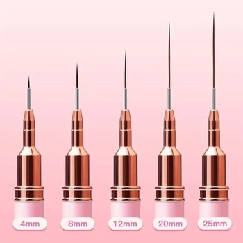 Creion liner pentru unghii cu set de 5 pensule, mâner din plastic, ambalaj de bază, origine Jiangxi