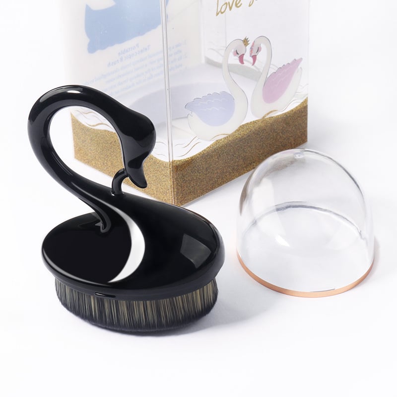 Hattyú alakú körömport ecset átlátszó kupakkal, nylon rost sörtékkel, OEM magáncímke