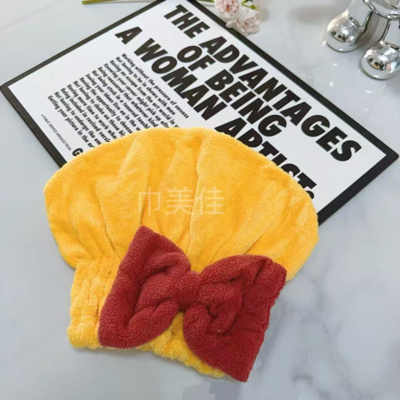 Bonetă de uscat păr din velur, funda în stil prințesă, moale și absorbantă, fir 150D, personalizabilă, Tissue beauty, 80-99 g