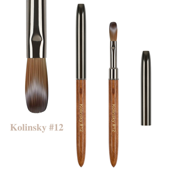 Pen pentru unghii cu păr Kolinsky, vârf de cristal, mâner din lemn, pensulă 1 bucată