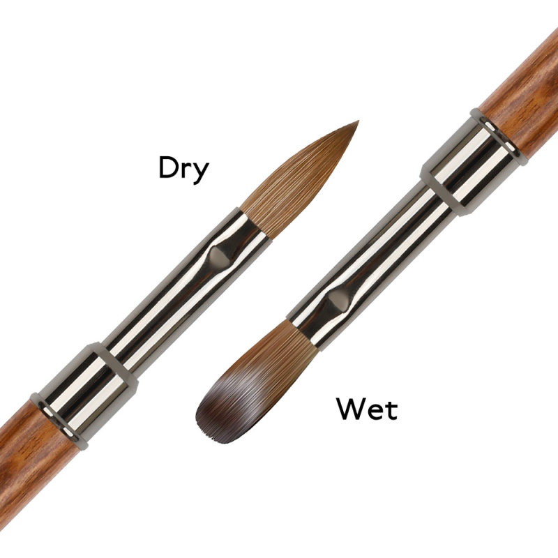 Pen pentru unghii cu păr Kolinsky, vârf de cristal, mâner din lemn, pensulă 1 bucată