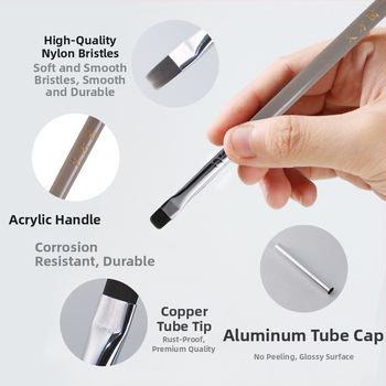 3-dielny akrylový set štetcov na nechty s dlhým držadlom – nástroje pre gélovú manikúru