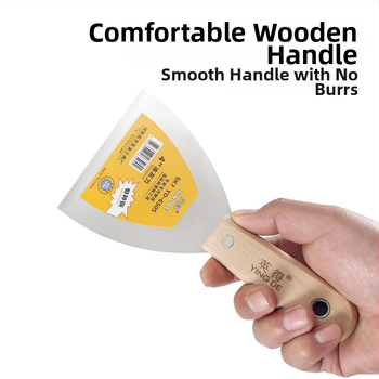 Yingde glettelő kés, fa nyéllel, éles élű, lapos típusú, falra festék kaparására