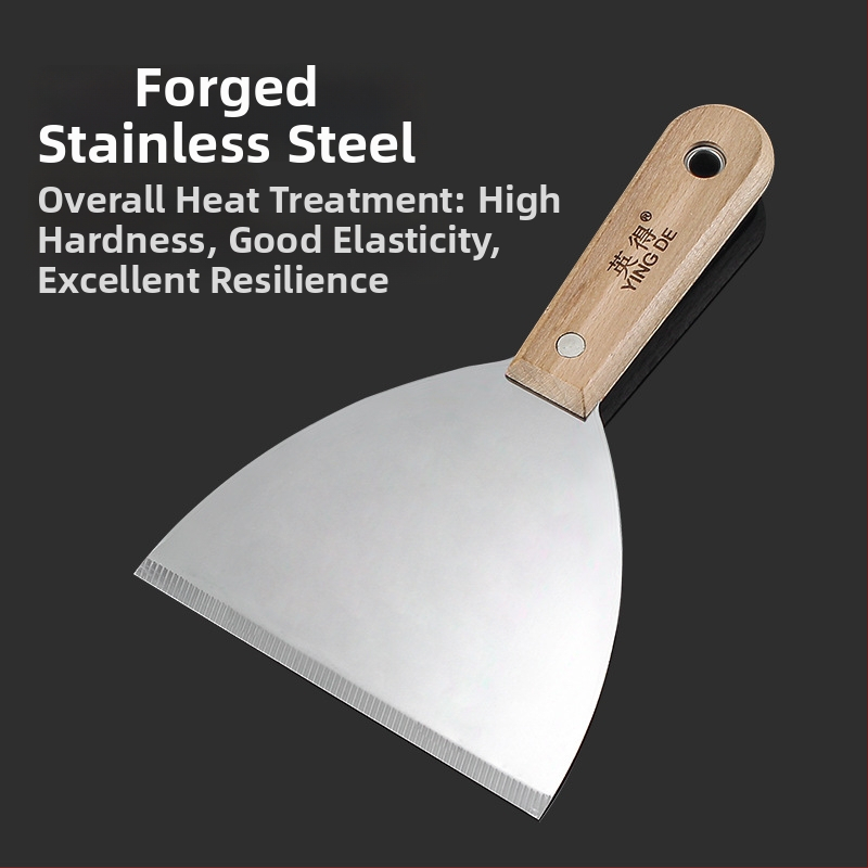 Yingde glettelő kés, fa nyéllel, éles élű, lapos típusú, falra festék kaparására