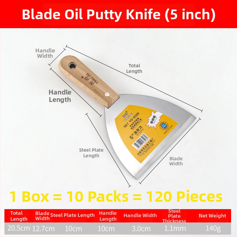 Yingde glettelő kés, fa nyéllel, éles élű, lapos típusú, falra festék kaparására