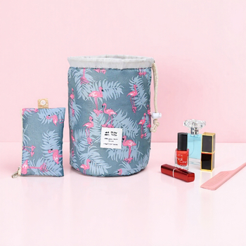 Geantă de machiaj cilindrică din Oxford, multifuncțională, montare pe perete pentru depozitare în călătorii, cosmetică, birou și baie