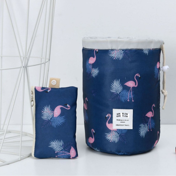 Geantă de machiaj cilindrică din Oxford, multifuncțională, montare pe perete pentru depozitare în călătorii, cosmetică, birou și baie