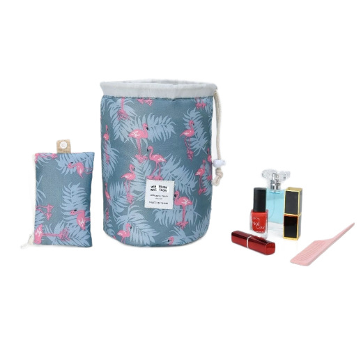 Geantă de machiaj cilindrică din Oxford, multifuncțională, montare pe perete pentru depozitare în călătorii, cosmetică, birou și baie