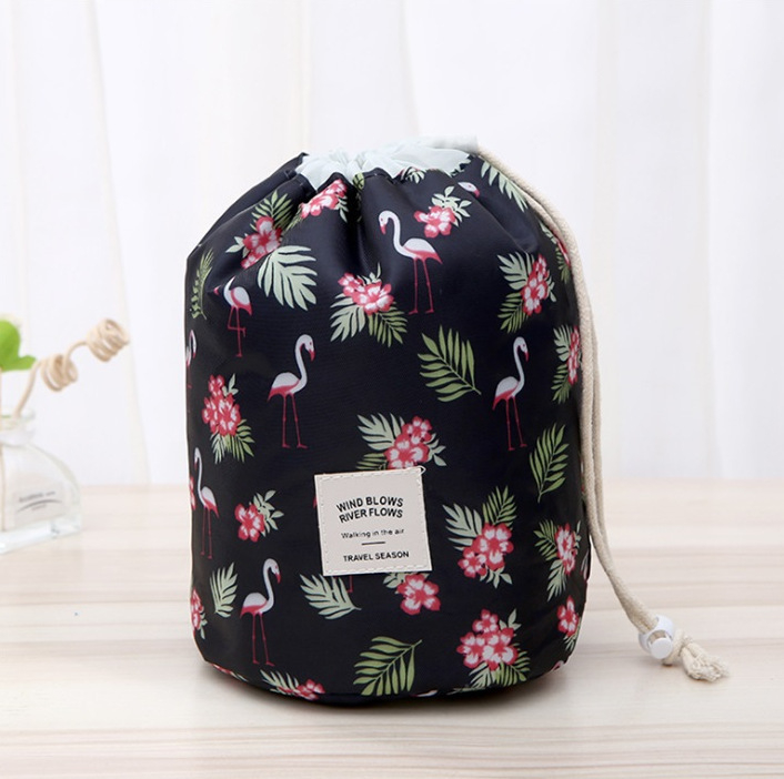 Geantă de machiaj cilindrică din Oxford, multifuncțională, montare pe perete pentru depozitare în călătorii, cosmetică, birou și baie