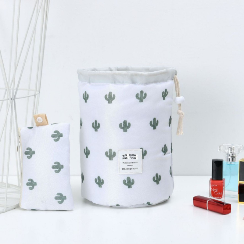 Geantă de machiaj cilindrică din Oxford, multifuncțională, montare pe perete pentru depozitare în călătorii, cosmetică, birou și baie