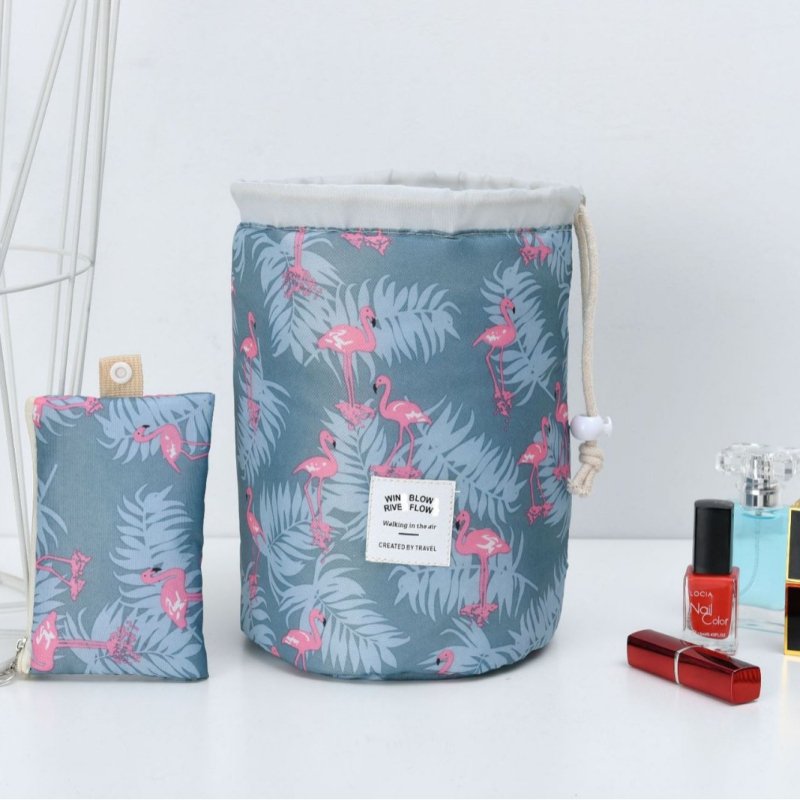 Geantă de machiaj cilindrică din Oxford, multifuncțională, montare pe perete pentru depozitare în călătorii, cosmetică, birou și baie