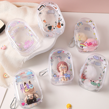 Geantă de depozitare PVC, cubică, cu fermoar dublu, multifuncțională, stil desen animat drăguț