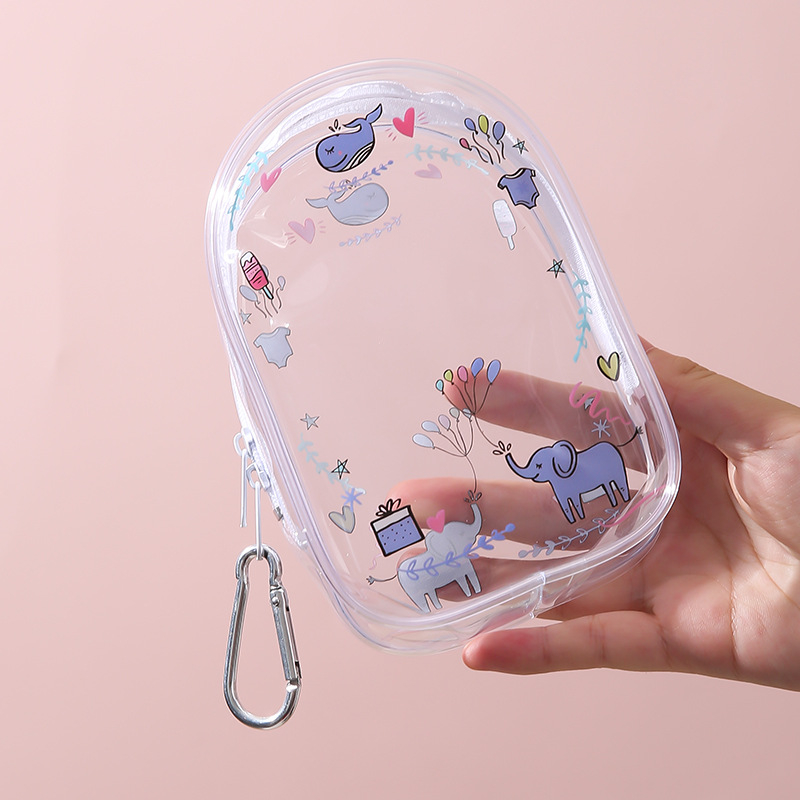 Geantă de depozitare PVC, cubică, cu fermoar dublu, multifuncțională, stil desen animat drăguț