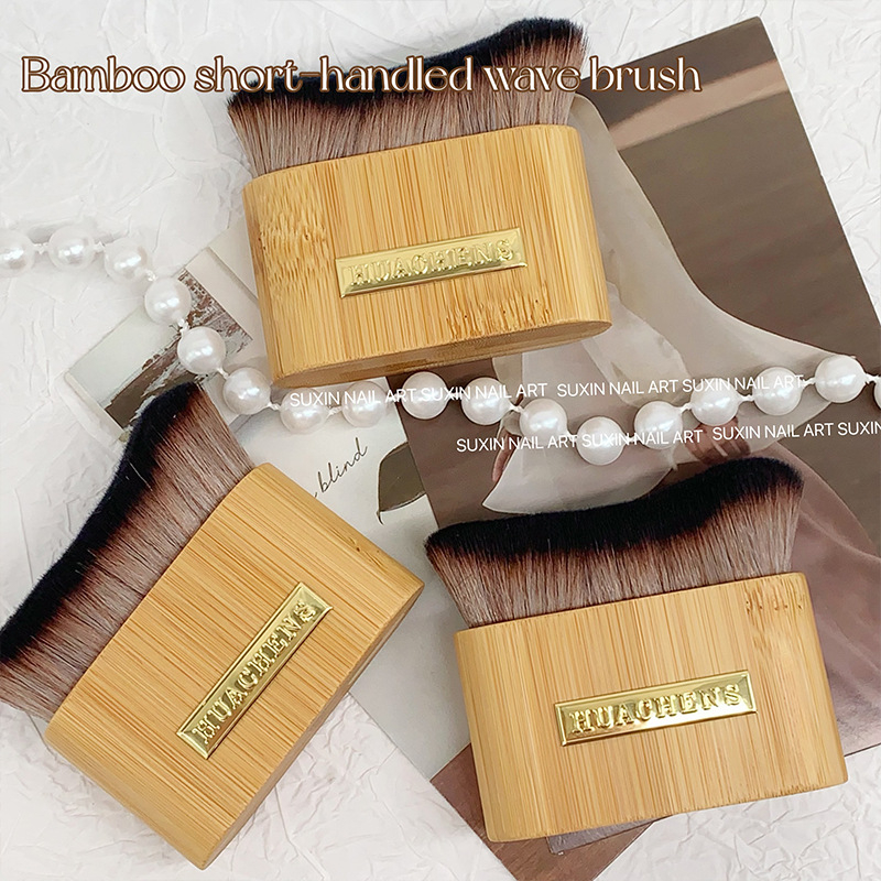 Perie pentru praf de manichiură cu mâner scurt, peri ondulate flexibile pentru curățare