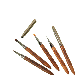 Pensulă pentru artă unghii cu mâner din lemn de santal, vârf plat mare rotund, mâner lung, set de 12 pensule de desen
