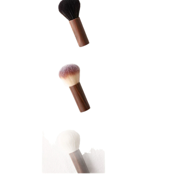 Pensulă de machiaj cu peri din nylon și mâner din bambus, pachet unic; pentru pudră liberă și fard de obraji