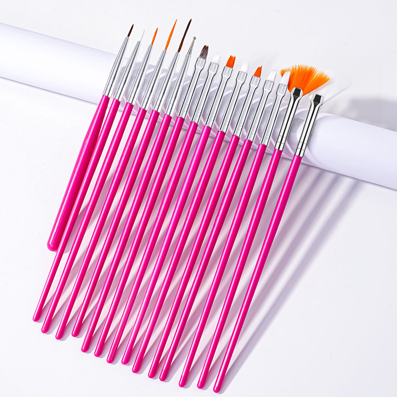 Set pensule de manichiură, 15 buc., mâner din plastic, ambalare OPP