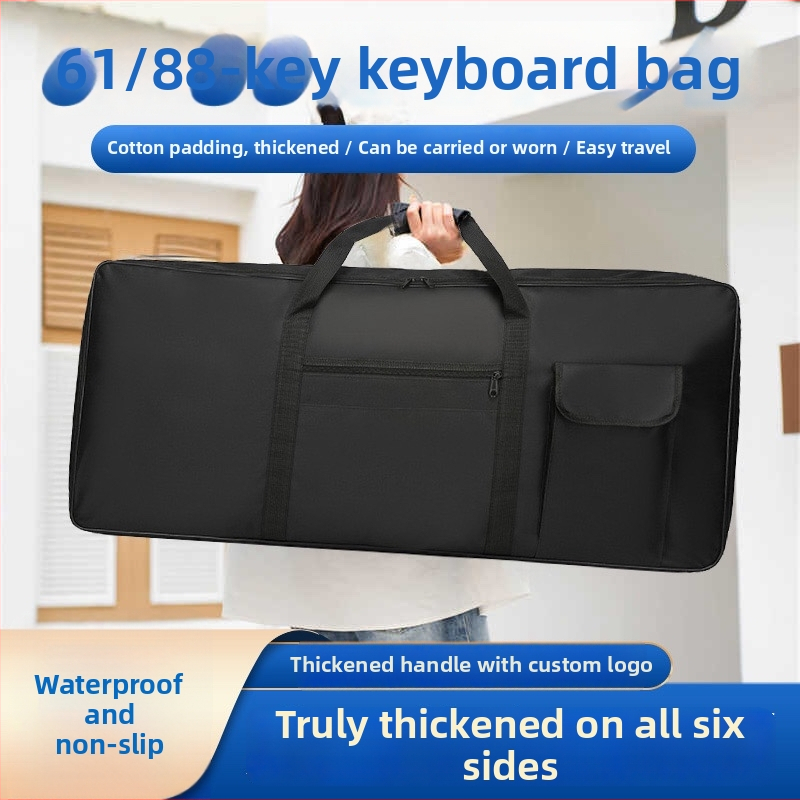 Nepremokavá taška na elektronickú klávesnicu pre 61/76/88 kláves, vonkajší Oxford materiál, vnútorná polyesterová výstelka, zakrivený ramenný popruh