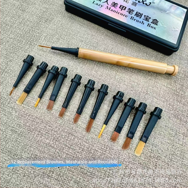 Ke Meier Sada na dizajn nechtov s 12 vymeniteľnými štetcami, prenášateľné plastové držadlo, darčekové balenie pre gélové nechty – gradient a tenké čiary