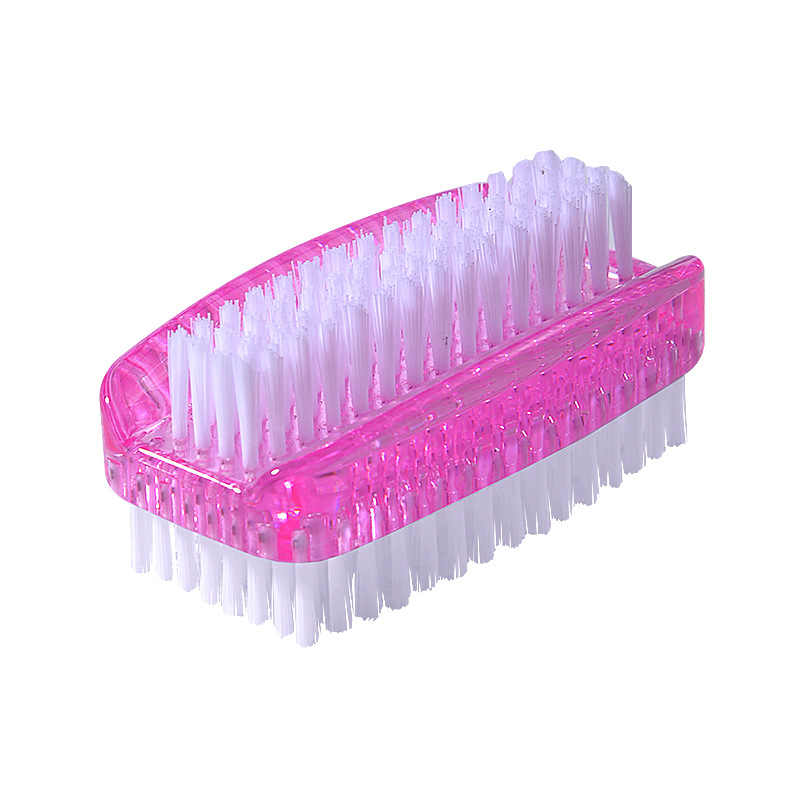 Dvostruka višefunkcionalna četka za čišćenje prašine i noktiju s prozirnim plastičnim tijelom; materijal četke: bijela PP svila; vlakna: prozirni PP, najlon