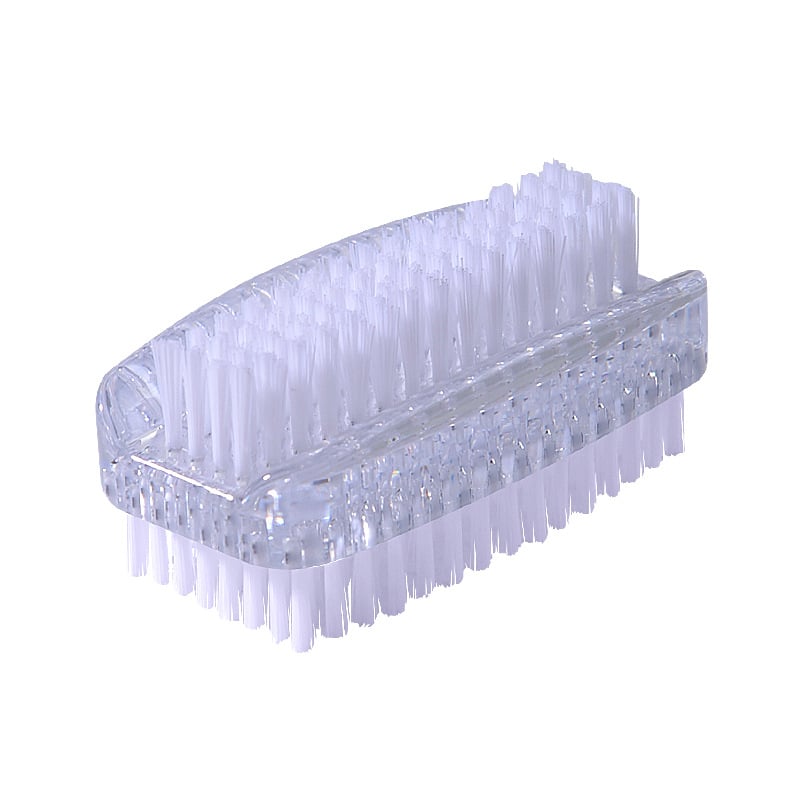 Dvostruka višefunkcionalna četka za čišćenje prašine i noktiju s prozirnim plastičnim tijelom; materijal četke: bijela PP svila; vlakna: prozirni PP, najlon