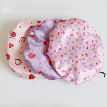 Kapa za tuširanje za odrasle s dvostrukim slojem i regulirajućom šnirkom, vodootporna, materijal poliester-pamuk + PEVA, idiličan stil