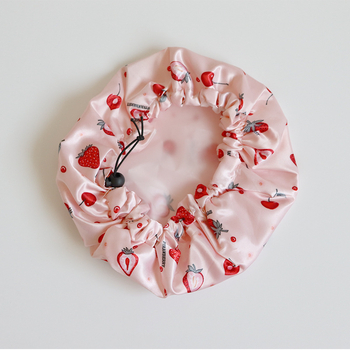 Kapa za tuširanje za odrasle s dvostrukim slojem i regulirajućom šnirkom, vodootporna, materijal poliester-pamuk + PEVA, idiličan stil