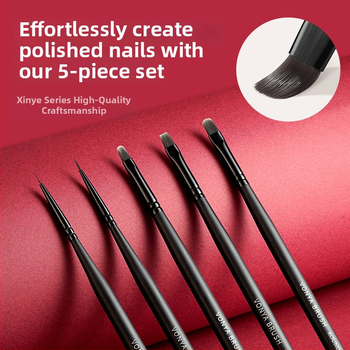 Sada nail art pier, 5 kusov, s drevenými dlhými rukoväťami