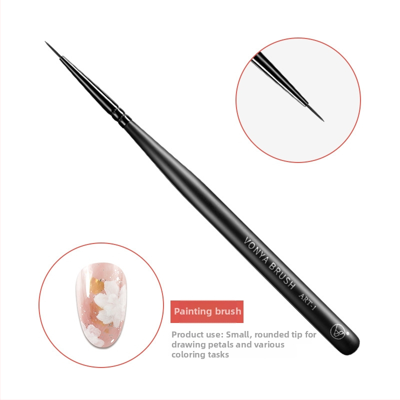 Sada nail art pier, 5 kusov, s drevenými dlhými rukoväťami