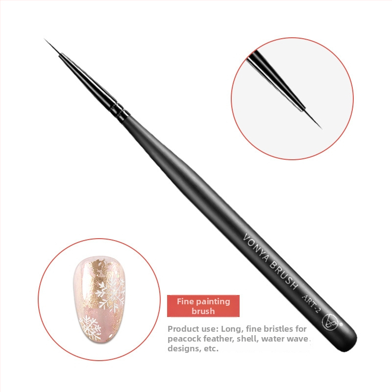 Sada nail art pier, 5 kusov, s drevenými dlhými rukoväťami